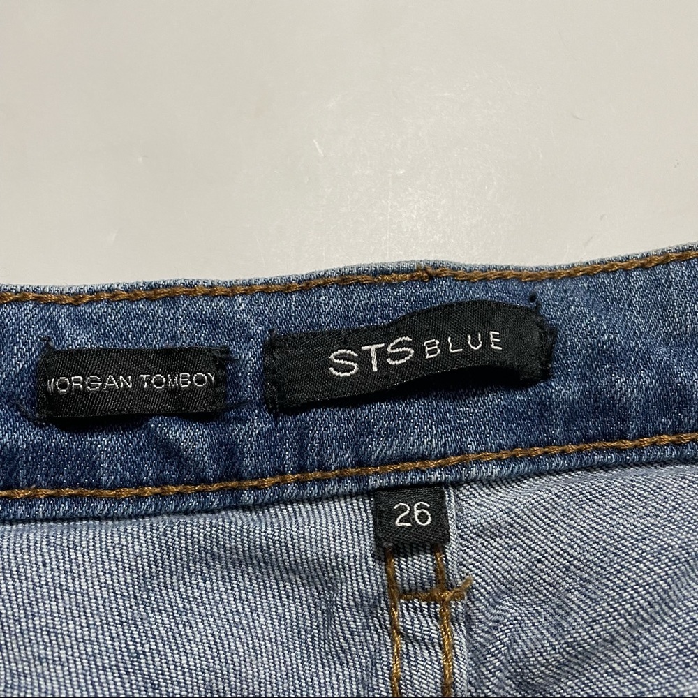 STS Blue Morgan Tomboy Rae Hem Distressed Crop Skinny Jeans Light Wash Size 26 - Picture 4 of 10